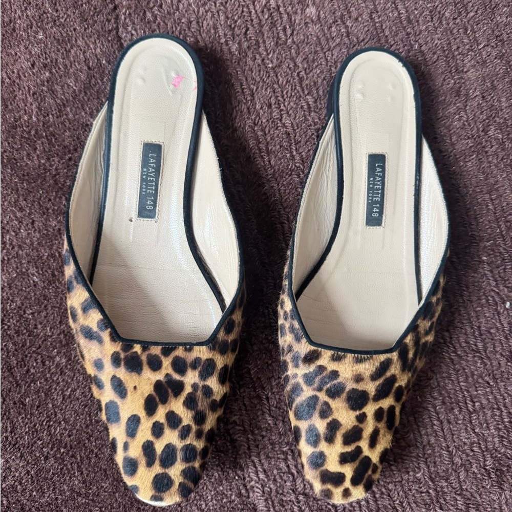 Lafayette 148 New York Leopard Print Mules